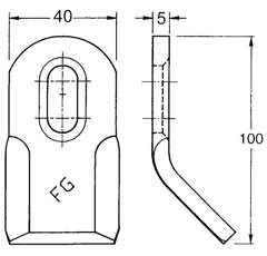 Fléau Y 40 x 99 mm pour broyeur FG 102105405 adaptable