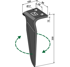 Dent Droite pour herses rotatives MASCHIO / GASPARDO 38100219R adaptable - Blacksteel©