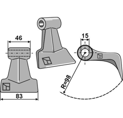 Marteau pour broyeur 83x45,5mm AGRIMASTER 3002322 Adaptable Blacksteel©