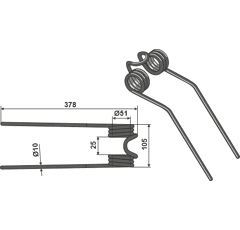Dent de fenaison pour faneuse DEUTZ-FAHR VF16502744 adaptable - BlackSteel©