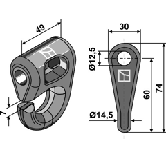 Manille 74x49 pour broyeur NOREMAT adaptable - Blacksteel©