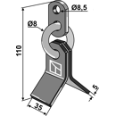 Fléau 110 x 35 x 5 mm pour broyeur MULAG TM60-04-0131 adaptable
