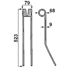 Dent 523 mm pour andaineur CLAAS 953629.0 adaptable