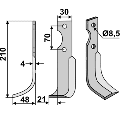 Fräsmesser Links 210 x 30 Agria Nachbau