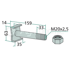 Boulon M20x2,5 x 159 pour broyeur adaptable 