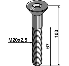Boulon M20x2,5 x 100 pour broyeur RÖLL adaptable - Blacksteel©