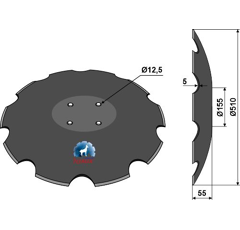 Disque crénelé ∅510x5 pour déchaumeur KERNER adaptable - Blacksteel©