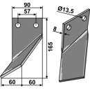 Rotorzinken Links 165 x 90 Rota Dairon Nachbau
