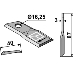 Couteau rotatif droit pour faucheuse KUHN 56151100 adaptable - Blacksteel©