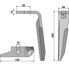 Kreiseleggenzinken Rechts für Kreiseleggen AMAZONE 951011 / 950788 - Nachbau
