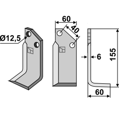 Lame droite pour Fraise/Rotavator BREVIGLIERI M6-M4 adaptable