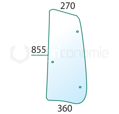 Vitre latérale Dr. pour machine agricole DEUTZ-FAHR 04418829 adaptable