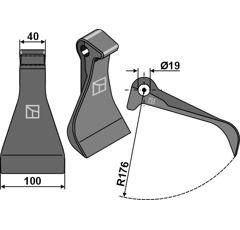Marteau pour Broyeur 100x40mm KVERNELAND MAY030002 Adaptable Blacksteel©