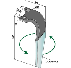 Dent Gauche pour herses rotatives RABE 8411.62.08 8411.62.09 adaptable 