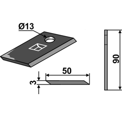 Couteau rotatif pour broyeur AGRIA AS560KM adaptable - Blacksteel©