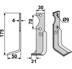 Lame gauche pour Fraise/Rotavator AGRIA 25497 adaptable - Blacksteel©