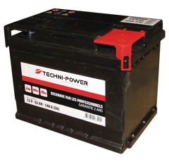 Batterie tracteur 12v 62Ah 540A + à droite | TECHNI-POWER