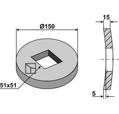 Innenflansch und Außenflansch für 50x50 Vierkantwelle