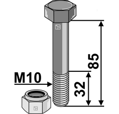 Sechskantschraube M10x1,5x85 mit Sicherungsmutter - Mehrere Marken