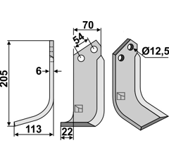 Lame gauche pour Fraise/Rotavator DONDI 9507 adaptable - Blacksteel©