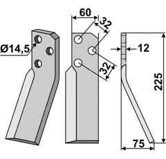Rotorzinken,  Rechts 225 x 60 Renter L.M.T. Nachbau