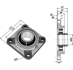 Rodamiento de Brida UCF 50 mm adaptable - BlackSteel©