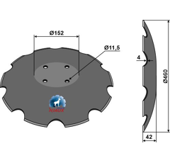Disque crénelé ∅460x4 pour déchaumeur AMAZONE XL043 adaptable - Blacksteel©