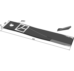Cuchilla derecha 630 mm para trituradora BEDNAR KM060126 adaptable