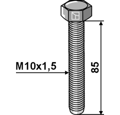Boulon M10x1,5 x 85 mm pour bineuse adaptable - BlackSteel©