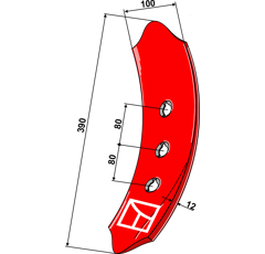 Pointe de soc gauche 390 x 100 mm pour cultivateur LANDSBERG - PÖTTINGER 00965500661 - 96550066.1 - BlackSteel©