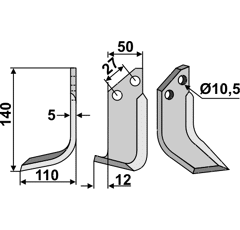 Fräsmesser Links 140 x 50 Muratori Nachbau