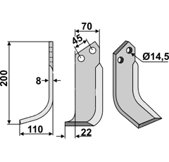 Fräsmesser Links 200 x 70 Maletti Nachbau