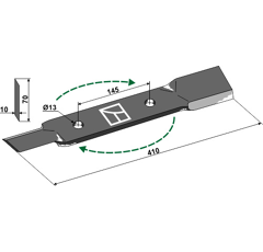 Couteau droit pour faucheur 410mm RÖLL adaptable - Blacksteel©