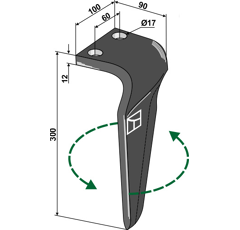 Dent gauche pour herse rotative BREVIGLIERI 0088310S adaptable - Blacksteel©