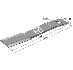 Fléau 520 mm pour broyeur SCHULTE 401064 adaptable