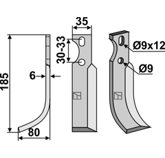 Lame gauche pour Fraise/Rotavator GOLDONI 2071 adaptable - Blacksteel©