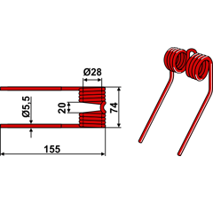 Dent de pick-up pour presse KRONE 00 938 040 3 adaptable - BlackSteel©