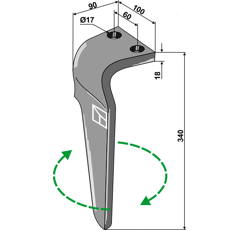 Dent droite pour herse rotative BREVIGLIERI E0200002 adaptable - Blacksteel©
