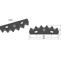 Couteau pour mélangeuse KUHN A5310402 adaptable - Blacksteel©