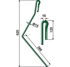 Griffe Ø15mm gauche pour semoir AMAZONE 963242 adaptable - Blacksteel©