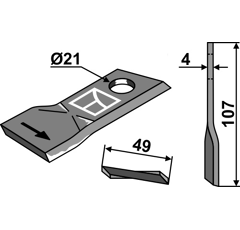 Couteau gauche pour faucheuse PÖTTINGER 434971 adaptable - Blacksteel©