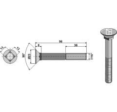 Boulon 96 mm pour BOURGAULT adaptable - BlackSteel©