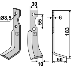 Lame droite pour Fraise/Rotavator CARRARO ANTONIO 37935004 adaptable - 