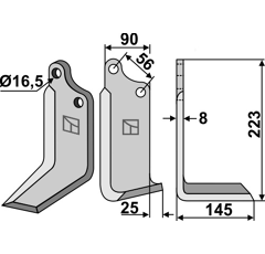 Lame droite pour Fraise/Rotavator MASCHIO/GASPARDO 24100404 adaptable