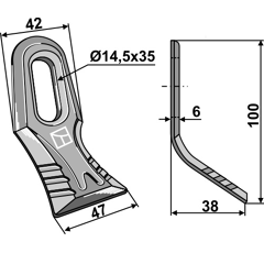 Couteau-Y pour broyeur 100x42mm adaptable - Blacksteel©