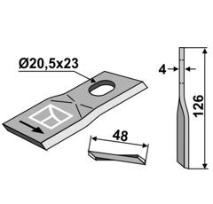 Cuchilla rotativa izquierda para segadora TAARUP 56110900 adaptable - BlackSteel©