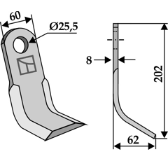 Couteau-Y pour broyeur 202x60mm AGRIMASTER adaptable - Blacksteel©