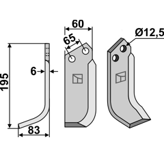 Lame gauche pour Fraise/Rotavator MASCHIO/GASPARDO 00566153 adaptable -