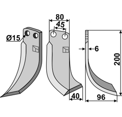 Lame droite pour Fraise/Rotavator EBERHARDT 1560 adaptable -