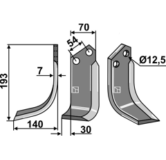 Lame gauche pour Fraise/Rotavator BADALINI 3226 adaptable - 
